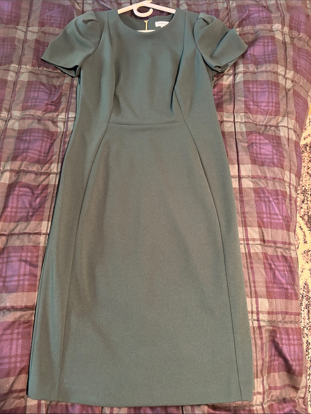 NWT Calvin Klein Dark Green Sheath Dress